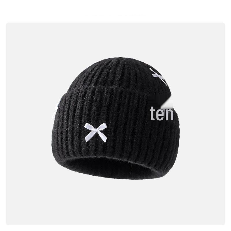 

Autumn/Winter Sweet Bow Wool Knit Hat for Women чёрный