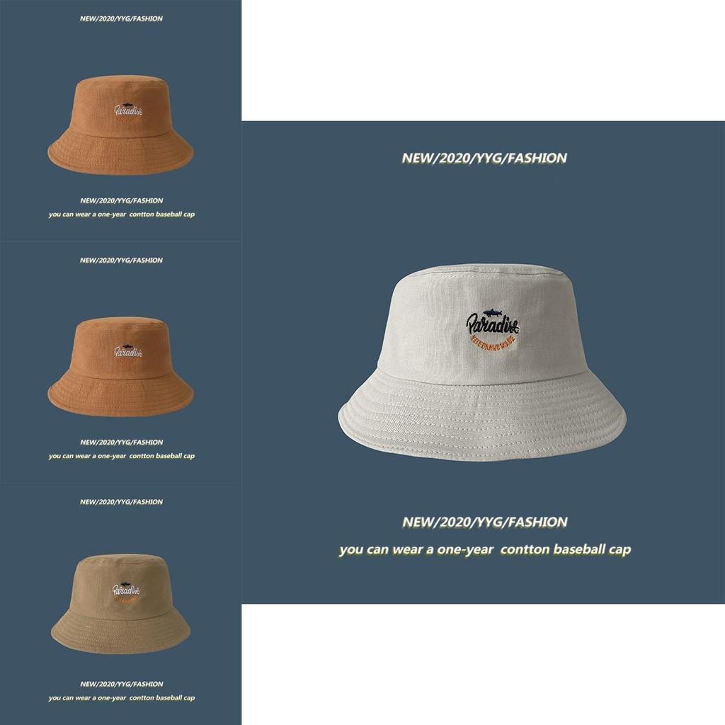 Stylish Unisex Cotton Bucket Hat With Shark Embroidery Breathable And Sunblock