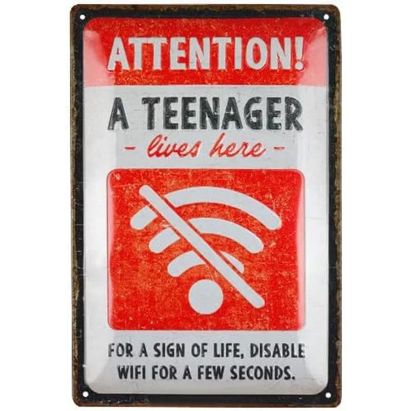 Vintage Free Wifi Metal Tin Sign Retro Warning Plaque for Home Cafe Restaurant Bar Club and Washing Room Decor