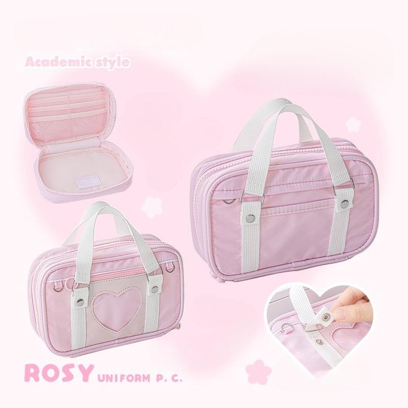 RosyPosy soft furnishings, uniform painful window handbook bag, large-capacity handbag storage bag, student handbag stationery bag розовый