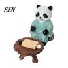 Durable Indoor Outdoor Resin Decor Panda Playing Go Chess Figurine, Zen Robe Tabletop Small Figurine Ornament, Cute Statue for Tea Room Study