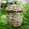 Handmade Outdoor Woven Straw Birdhouse: Warm Bird Nest Pendant for Home Decoration