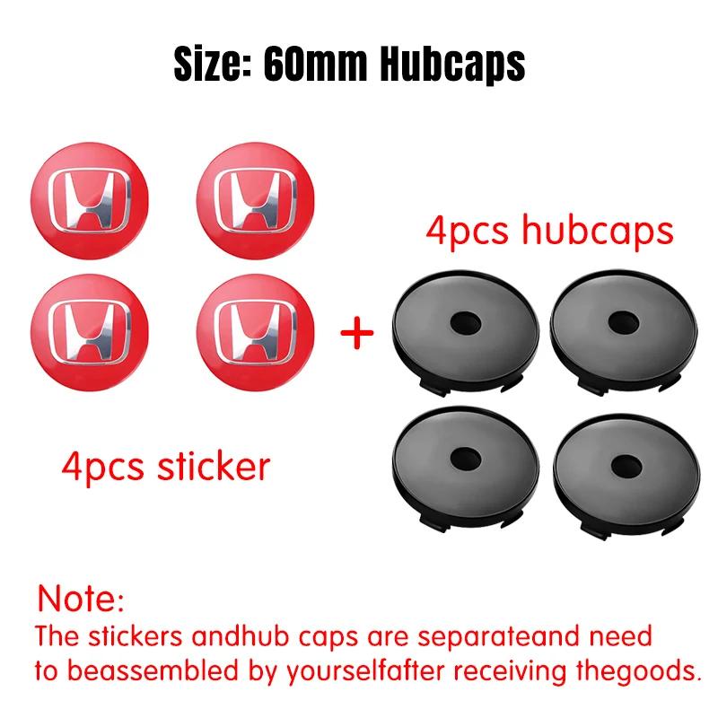 4pcs 56/60mm Car Wheel Center Cover Hub Caps Badge Auto Accessorie For Honda Mugen INSPIRE VTEC DOHC Modulo Vezel CITY CIVIC RR