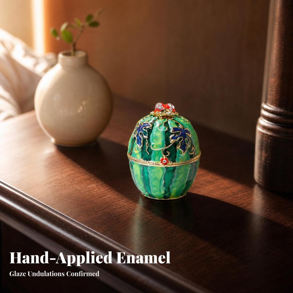 Egg-Shaped Jewelry Box Decorative with Hinged Lid Elegant for Vanity