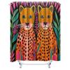 Modernes Boho Tierprint Duschvorhang-Set Für Badezimmerdekor Lebendiges Oranges Leopardenmuster Mit Grünpflanzen Perfektes Geschenk! (Set Incl