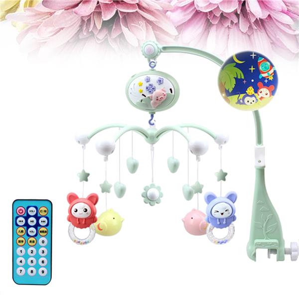 Musical Baby Crib Mobile Toy Bed Bell With Animal Rattles Projection Cartoon Early Learning Toys