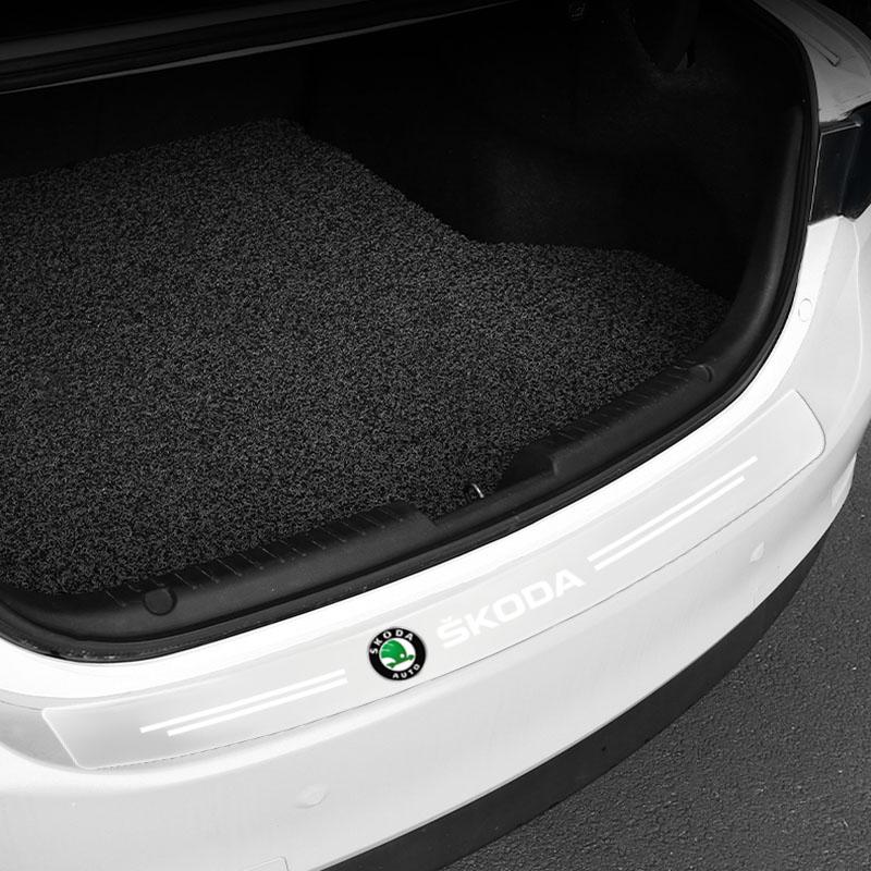 1Pcs Transparent Car Trunk Badge Protective Sticker Car Accessories For Skoda Octavia Superb Rapid Kodiaq Karoq Fabia Kamiq Roomster Citigo
