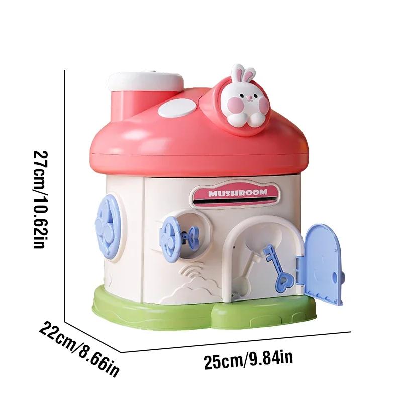 Mushroom House Piggy Bank Cartoon Key Unlocking Kids Toys Large Capacity Money Saving Box Cute Coin Storage Box Christmas Gifts
