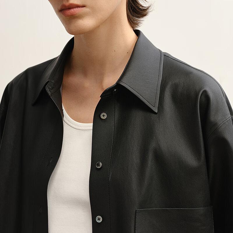 LESS 2025 Autumn Faux Leather Jacket