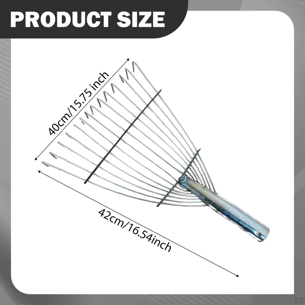 Garden Hand Rake Head Adjustable Width Sturdy Steel Landscape Leaf for Flower Bed Picking