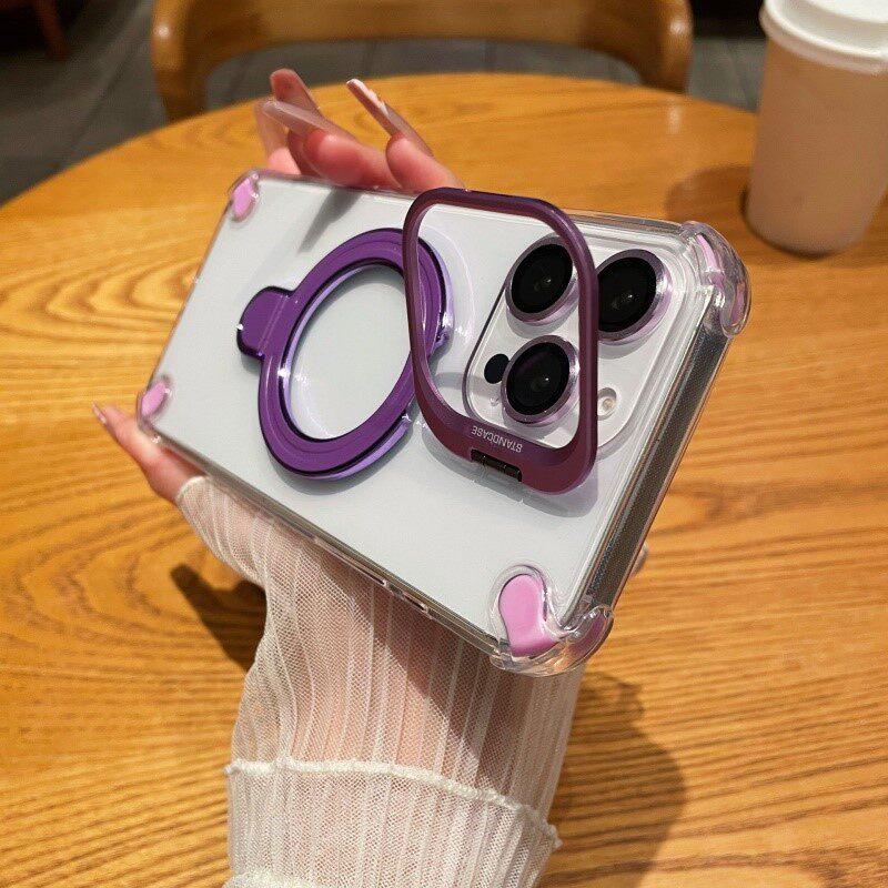 

New Transparent Magnetic Phone Case with Dual Stand for iPhone 17 Pro Max, Apple 15 & Lens 16 Pro Compatibility iPhone 11 Pro