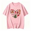 Christmas Heart Print Tshirt Holiday Design Featuring Gingerbread Unisex Candy Canes And Snowflakes Soft Crew Neck Casual Top