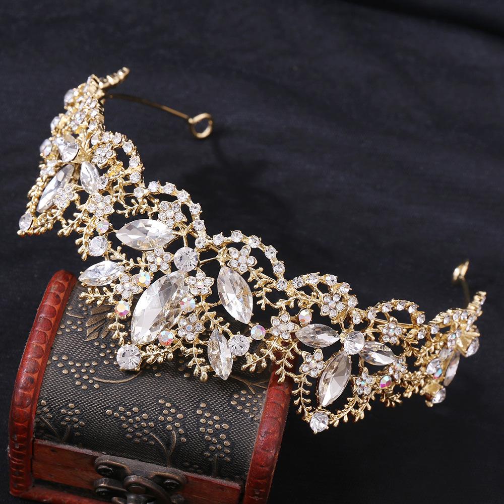 Diamond Crown Korean Crystal Crown Red Bridal Crown Performance Dress Accessories Wedding Jewelry