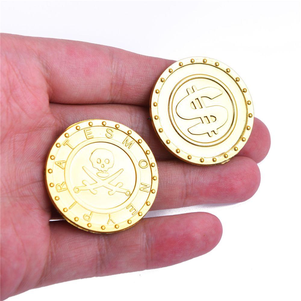50 Stück Gefälschte Plastikdekorationen Schatz Totenkopf Pirat Goldmünzen Halloween Party Spielmünze