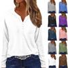 Dames T-shirt T-shirt Knoop Lange Mouw Dagelijks Weekend Mode Basic V-hals Normaal Top