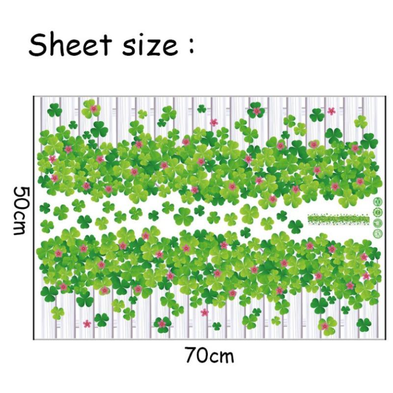 XH3021 Green Clover Grille Bedroom Living Room Background Decoration Removable Stickers