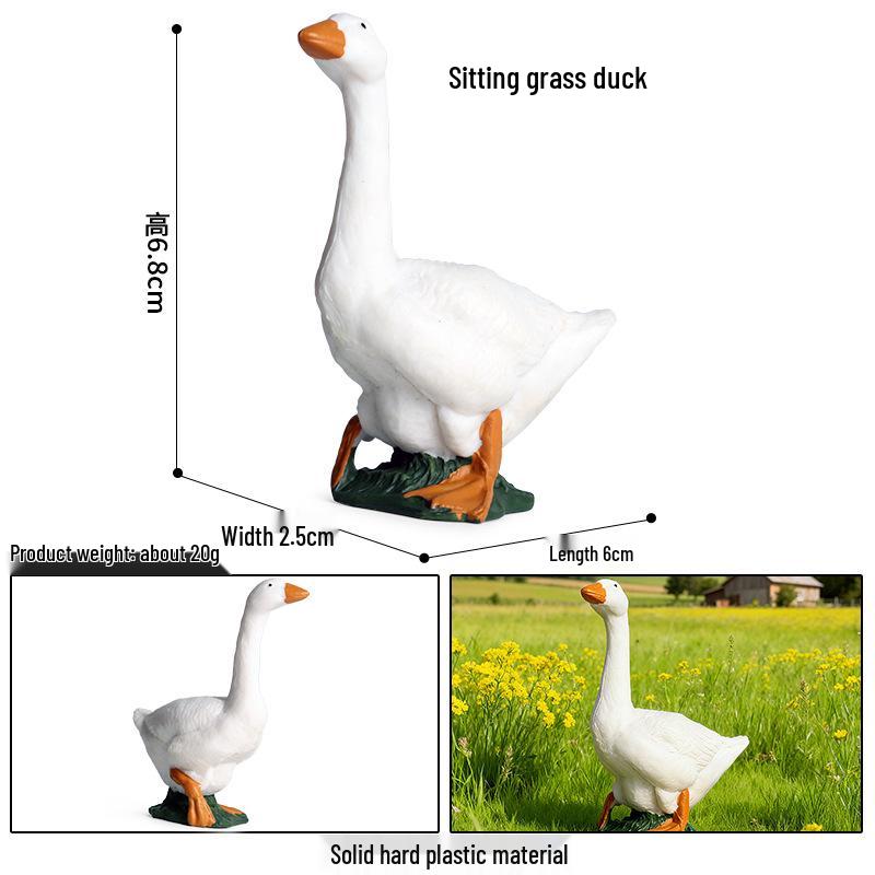 Realistic Farm Animal Models: Big Yellow Duck, Rooster, Turkey, Goose, and Swan