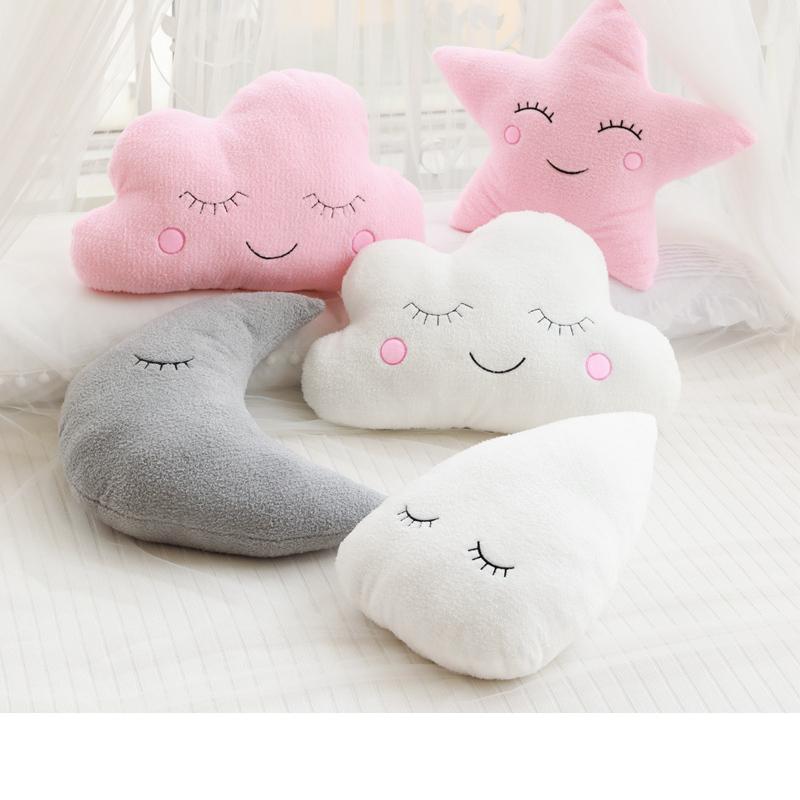 Stuffed Cloud Moon Star Raindrop Plush Pillow Soft Cushion Cloud Stuffed Plush Toys For Children Baby Kids Pillow Girl Gift