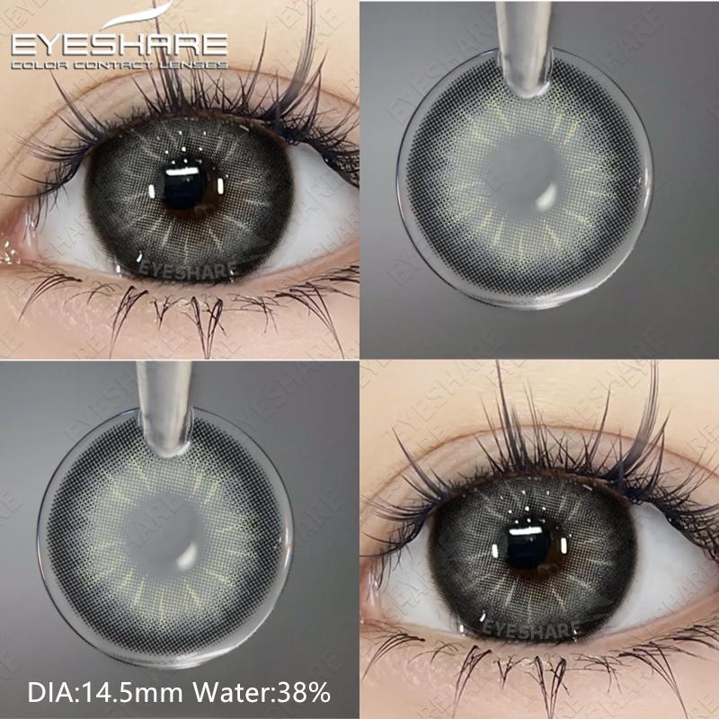 EYESHARE 1 Pair Natural Color Contact Lenses Sweet Big Eyes Brown Gray Yearly Easy To Wear