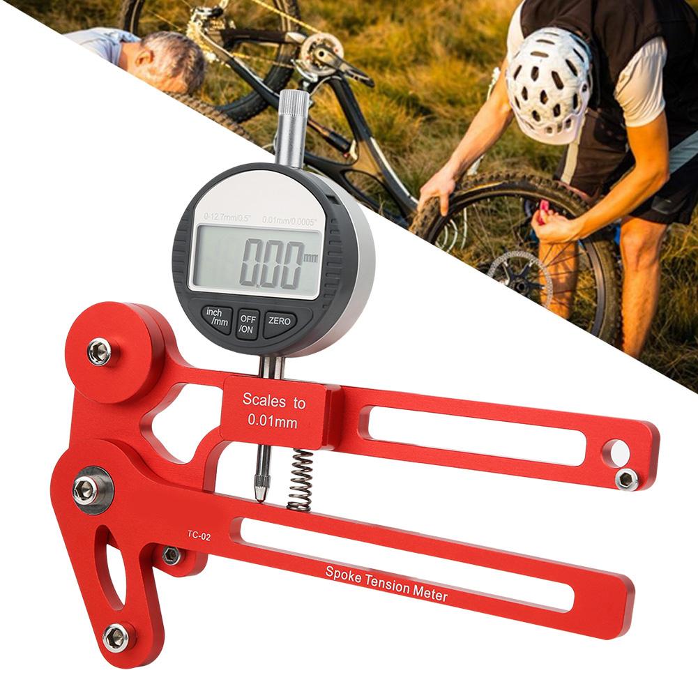 Narzędzia do naprawy rowerów Miernik naprężenia szprych rowerowych Cyfrowa waga Mierzy dla kół rowerowych Narzędzie do regulacji czerwony