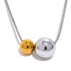 Minimalist Stainless Steel Round Ball Beads Pendant Necklace Waterproof Metal Gold Color Trendy Sweater Chain Necklace for Women
