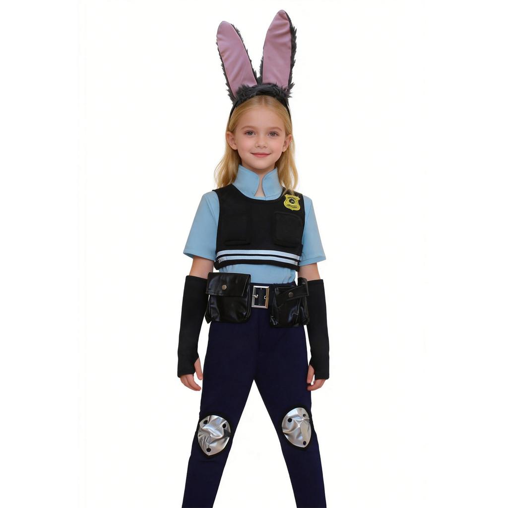Halloween New Costumes Crazy Animal City Cosplay Judy Rabbit Police Officer Short-sleeved Full Set of Costumes