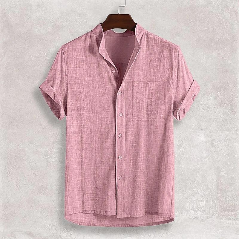 Moda Uomo 2026 Camicie Casual a Maniche Corte in Lino Oversize Larghe