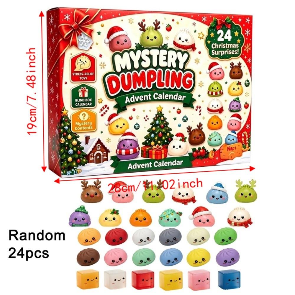 24Pcs Christmas Toy Squishy Pinch Toy Kit Dumpling Slow Rising Squeeze Toy Kids