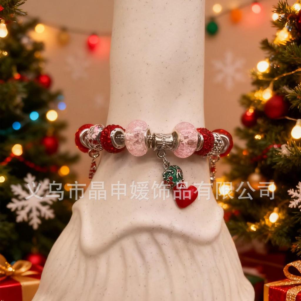 DIY Family Bracelet: Christmas Snowman & Snowflake Rhinestone Bangle Magic Jewelry