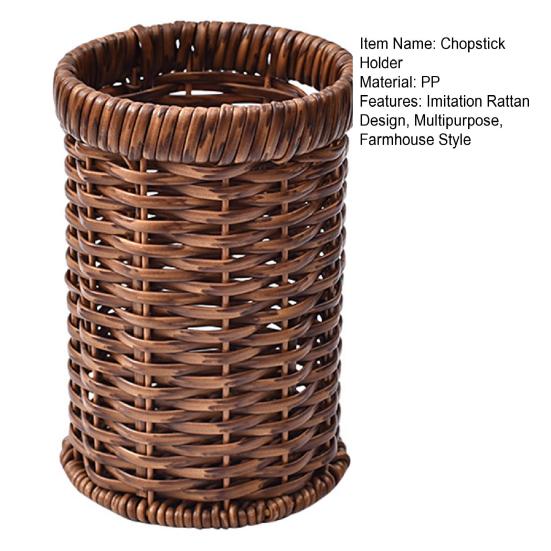 Rustikaler Stäbchenhalter aus geflochtenem Kunst rattan Küchenutensilien-Organizer Besteckaufbewahrungsbehälter für Küchenarbeitsplatte Esstisch Organisation