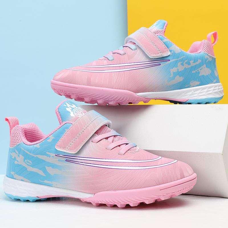 Children's Football Shoes for Girl Field Training Outdoor Sports Futsal Court Football Boot Pink Cute Turf Soccer Shoes for Kids