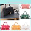 Women's Hourglass Handbag Elegant Alligator Pu Leather Shoulder Bag With Metal Accents