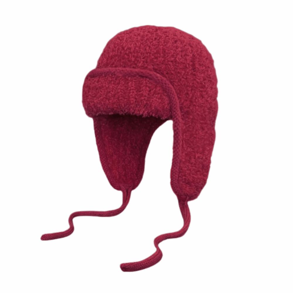 Ear Protection Knitted Flying Cap Solid Color Woolen Crochet Cap Fashion Knitted Woolen Hat  Girls