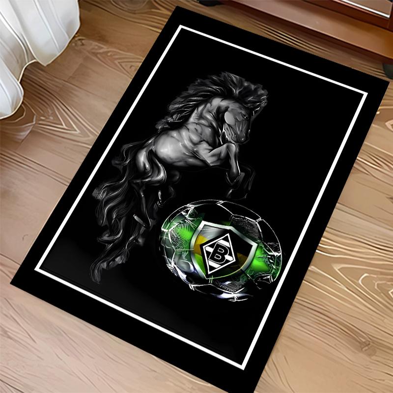 1pc Borussia Monchengladbach Logo Print Area Rug - Soft,Washable Non-Slip Indoor Mat for Office Chairs,Living Room,Home Office Decorative Rug
