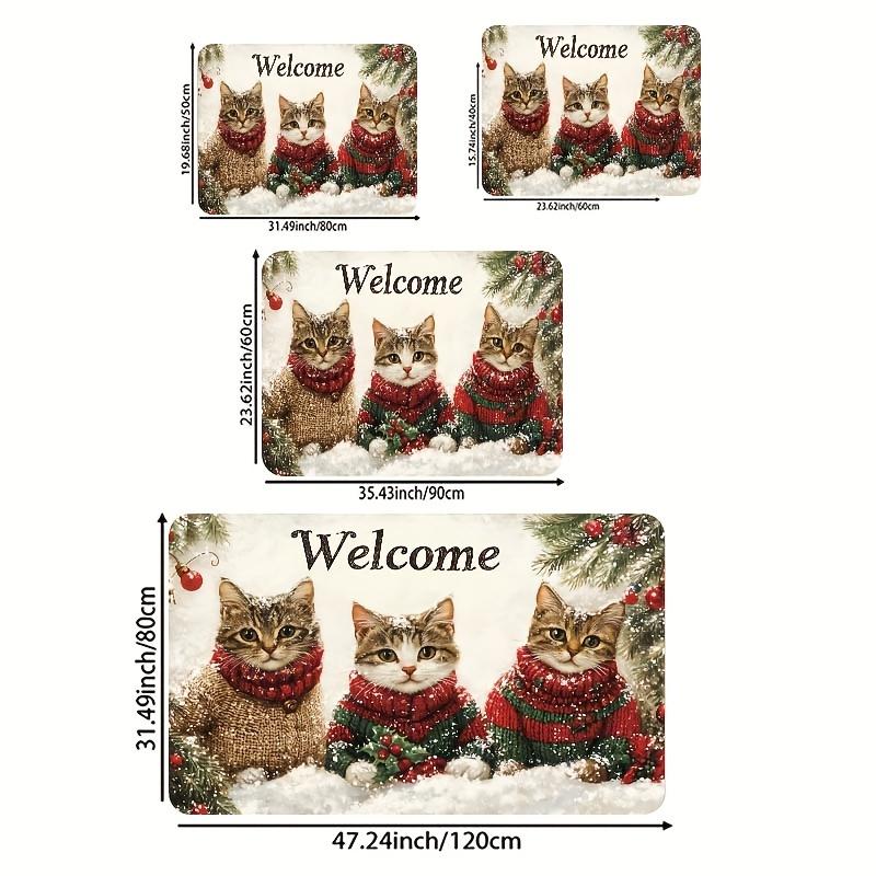 1Pcs Anti Fatigue Kitchen Rugs Cute Cats  Print Waterproof Non-Slip Thick Cushioned Kitchen Mat Heavy Duty Comfort Standing Mat for Kitchen
