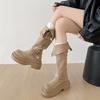 Vintage Brown Maillard Style Platform Boots Women's Boots 2025 New Autumn Height-increasing and Thin Knight Boots