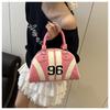 Sac à Bandoulière Rayé Color Block en Similicuir pour Femme Été Nouveau Sac de Soirée Semi-Cercle Sac à Main Sacoche Bowler Tendance