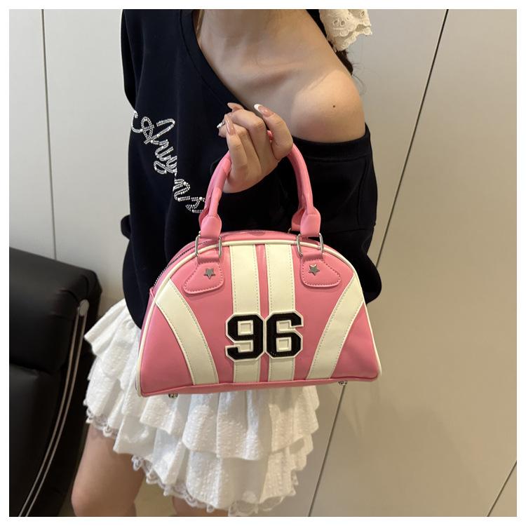 Sac à Bandoulière Rayé Color Block en Similicuir pour Femme Été Nouveau Sac de Soirée Semi-Cercle Sac à Main Sacoche Bowler Tendance