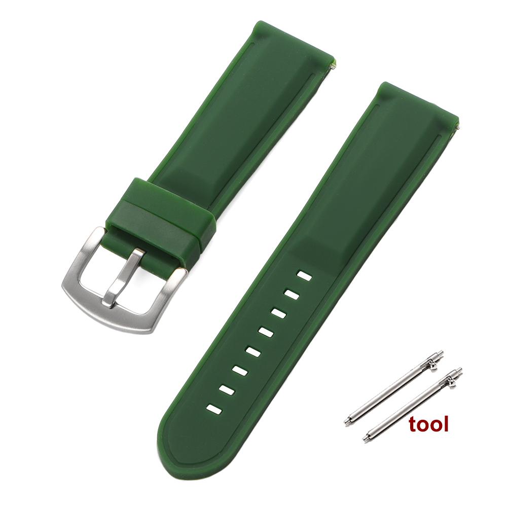 

Silicone Watch Band for Samsung Galaxy Watch7/6/4 Quick Release 22mm 20mm Bracelet Huawei GT 2 3 Pro Strap for Men Women Straps 24mm зелёный