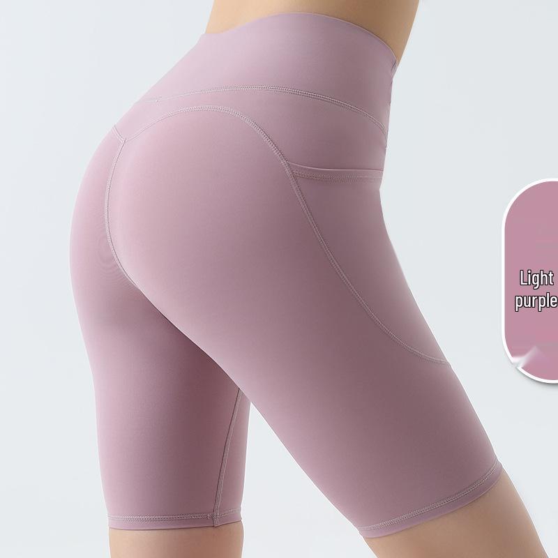 

Женские брюки для йоги Lulu Five-Point Nude-Feel: Подтягивающие бедра, с карманами, тайтсы для велоспорта и фитнеса высокой интенсивности L (110-125 lbs)