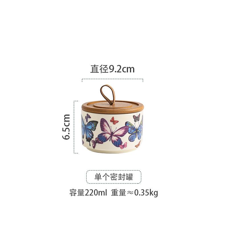 

Butterfly Ceramic Tea Jar Sealed Jar with Lid Storage Tank Kitchen Storage Box Tea Caddy Food Organizers Coffee Bean Can Bottle