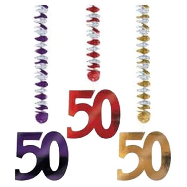 Amscan Foil Cut Out 50th Hanging Decoration (Pack of 3)