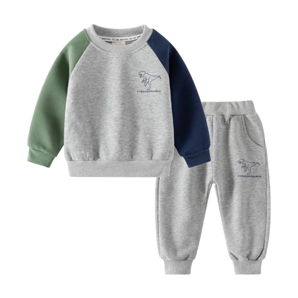 

Осенне-зимний комплект свитшотов для мальчиков и девочек, пуловер с круглым вырезом, топ и штаны, детский повседневный комплект спортивной одежды 130