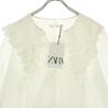 unused ZARA Short sleeve Embroidered collar Knee-length dress 13-14 white Women Used