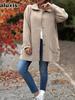 Autumn Winter New Women's Stand Collar Solid Color Casual Bow Tie Wool Blend Coat Female Clothing