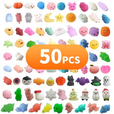 50 piezas de juguetes blandos Kawaii Mochi para apretar, lindos animales, pelota antiestrés, juguetes blandos antiestrés, divertidos y pegajosos para niños, regalo para extraños