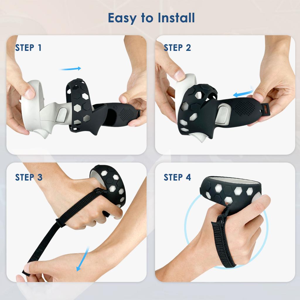 Controller Protective Cover Easy To Clean Silicone Easy To Install Comfortable VR Controller Grip Cover Adjustable for Quest 2