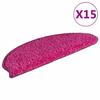 VidaXL Tapis d'escalier 15 pièces 65 x 21 x 4 cm Rose Demi-rond Grand 322381