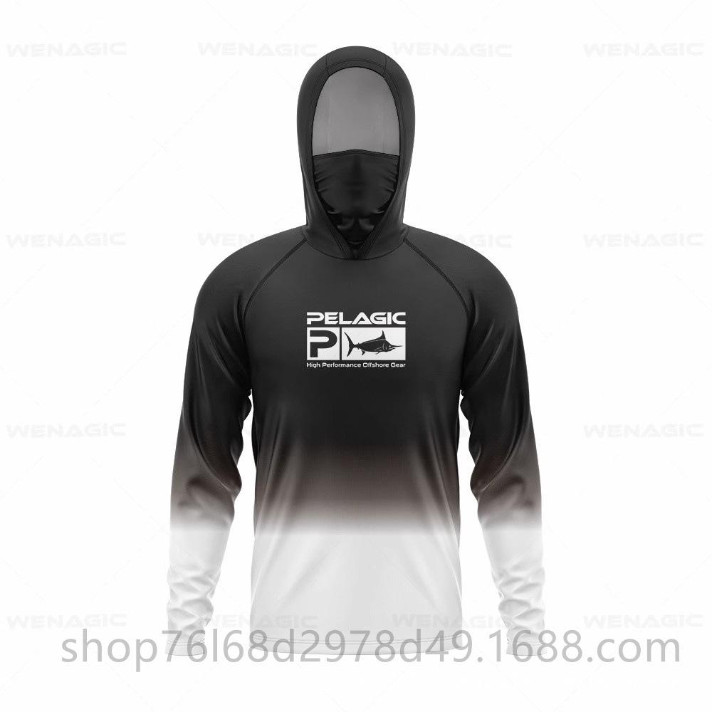 Ice silk fishing suit long-sleeved T-shirt hoodie quick-drying breathable sunscreen summer thin men