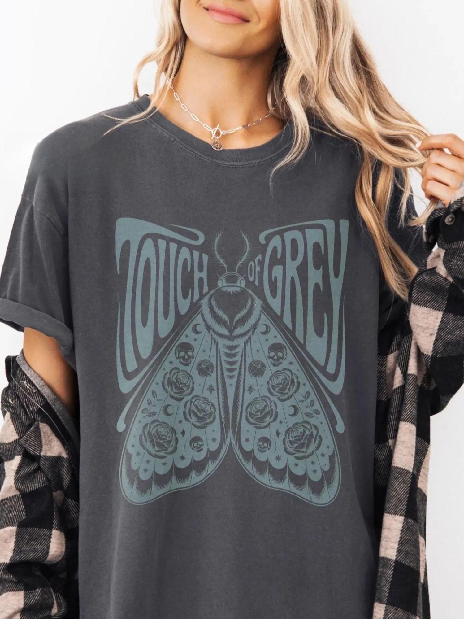 

TOUCH OF GRE Rock Printed Womens Tshirt SpringSummer Fashion Trend Pure Cotton Top Neutral Short Sleeve Tshirt S